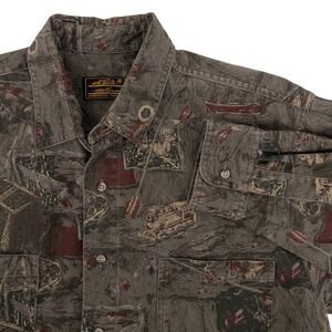Vintage Eddie Bauer Men's L Elkhorn Canvas Shirt AOP Outdoor Hunting Fishing 90s